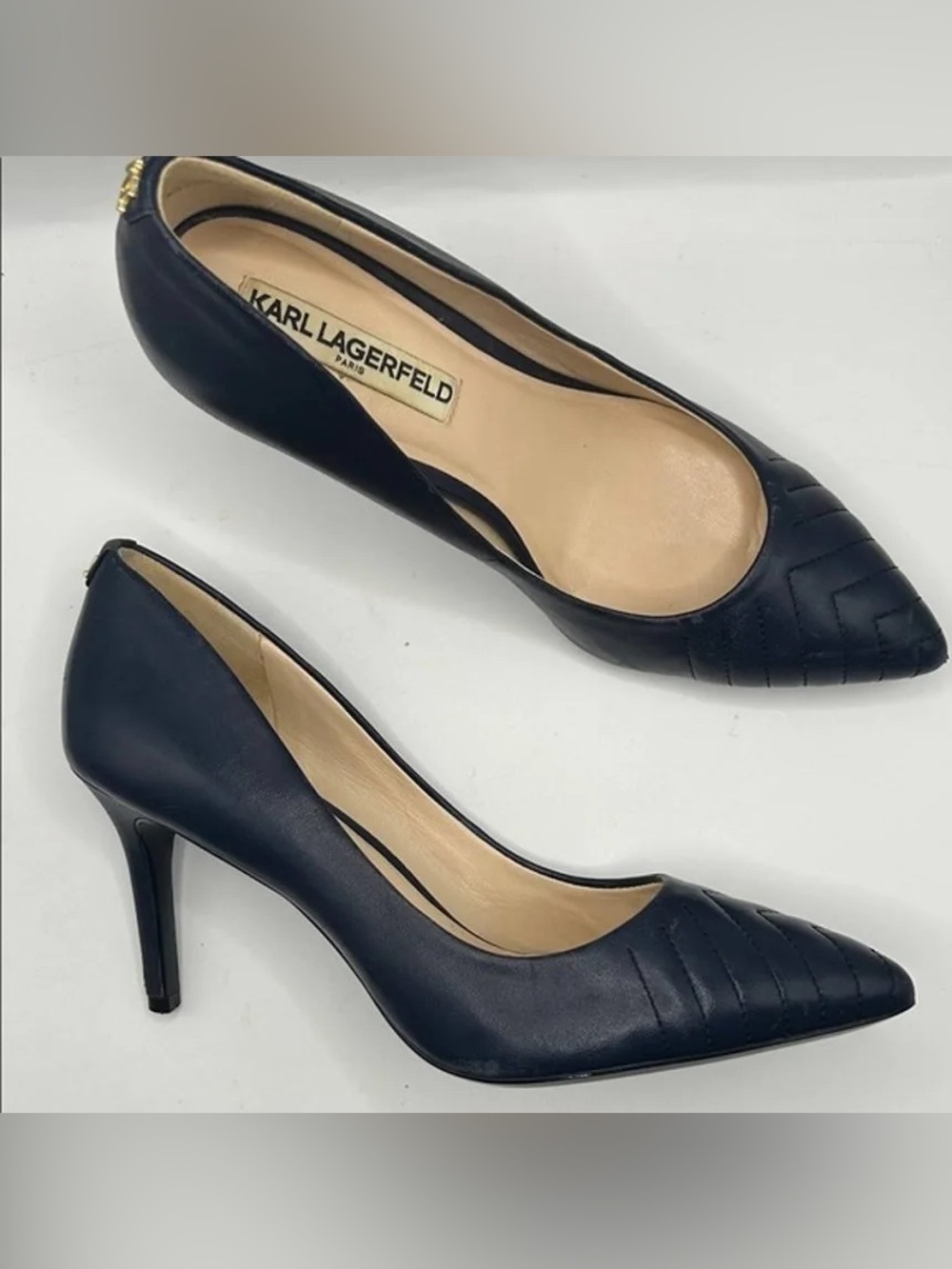 Karl Lagerfeld Paris "Roulle" Quilted Pointed Toe Pumps